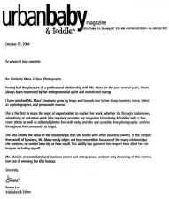 Urban Baby Nomination Letter